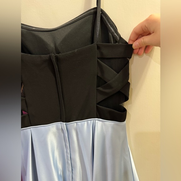 NWT BLONDIE NITES Blue and Black Formal Strapless Prom dress- Size 7 - Picture 7 of 9